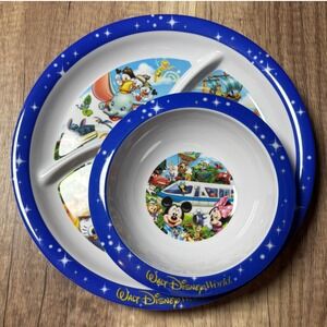 Walt Disney World divided/segmented plate & bowl set. Mickey Mouse - child/kids.